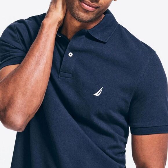 Nautica Navy Blue Short Sleeve Slim Fit Deck Polo Men’s Large - Picture 8 of 11